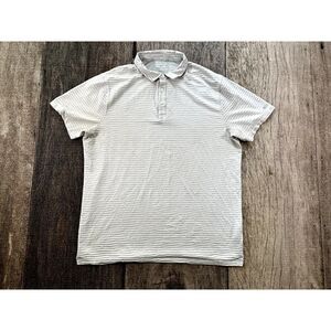 Nike Golf Dri Fit Striped White Grey Polo Shirt Men's Large Dri-Fit Golfing